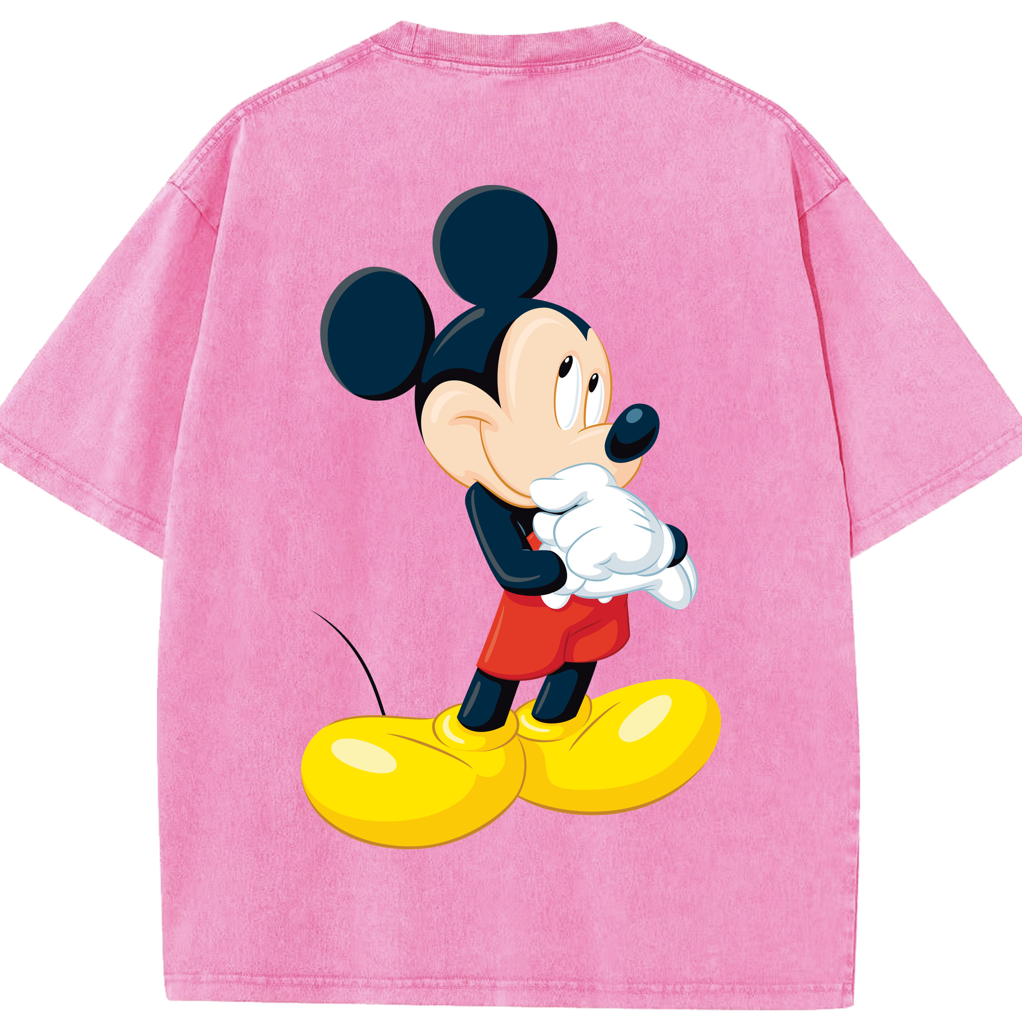 （画像用） ミッキーマウス Mickey Mouse 綿100% ヴィンテージ風 半袖Tシャツ（背面プリント）